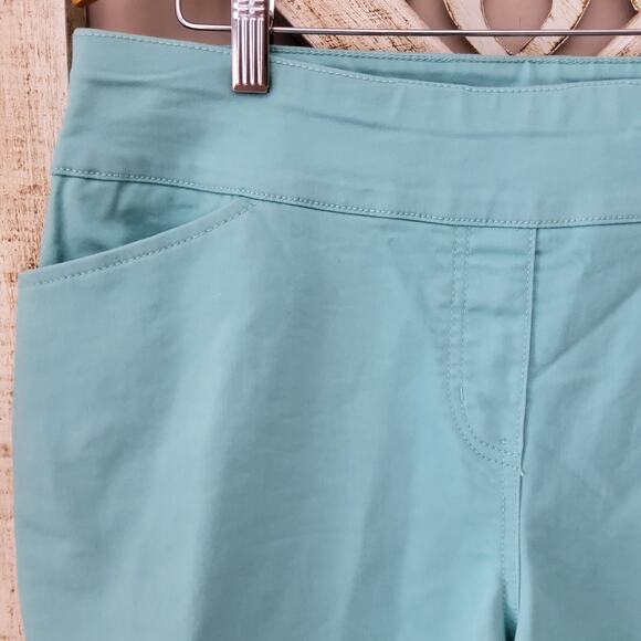 Napa Valley Women's Petite Pull on Comfort Elastic Waist Capri in Aqua - Picture 2 of 4